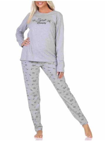 NORMANN Schlafanzug Pyjama langarm Sterne Optik - 88019 in grau