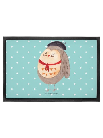 Mr. & Mrs. Panda Fußabtreter Eule Frankreich ohne Spruch in Türkis Pastell