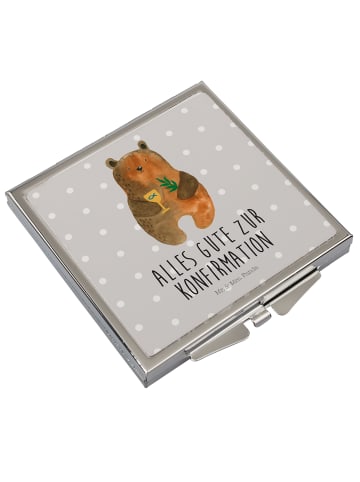 Mr. & Mrs. Panda Taschenspiegel Bär Konfirmation mit Spruch in Grau Pastell