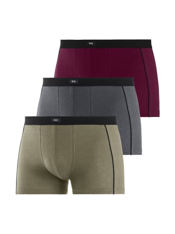 H.I.S Boxer in grau-olivgrün-bordeaux