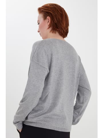 ICHI V-Ausschnitt-Pullover in grau