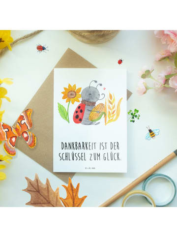 Mr. & Mrs. Panda Grußkarte Erntedankfest Dankbarkeit mit Spruch in Weiß