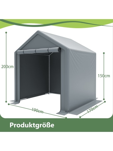 ABRIHOME Geräteschuppen in Dunkelgrau 190x170x200 cm für Fahrrad Garten Werkzeug