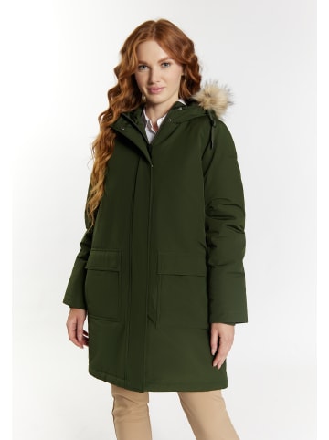DreiMaster Damen Winterparka Mit Kunstfell in Dunkelgrün