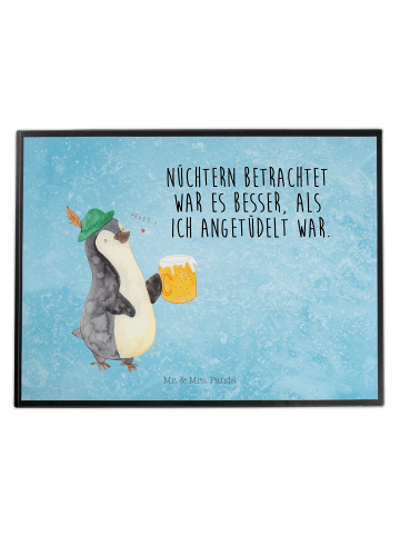 Mr. & Mrs. Panda Schreibunterlage Pinguin Bier mit Spruch in Eisblau