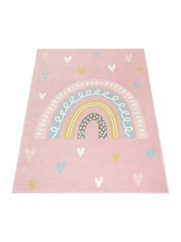 KADIMA DESIGN Kinderteppich Regenbogen Kinderzimmer in Rosa