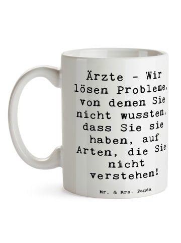 Mr. & Mrs. Panda Kaffeetasse Spruch Arzt Probleme Lösen mit Spruch in Weiß