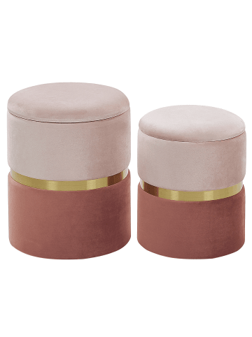 Beliani 2er-Set Pouf WICHITA in Rosa/Gold