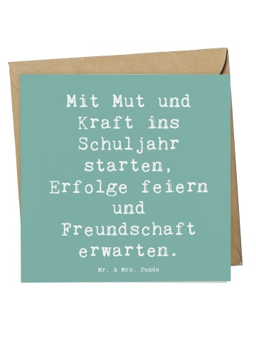 Mr. & Mrs. Panda Glückwunschkarte Spruch Mutiger Schulanfang mit... in Meeresbrise