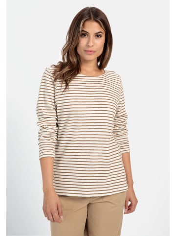 Camel Active Langarmshirt aus Organic Cotton in Caramel-Weiß