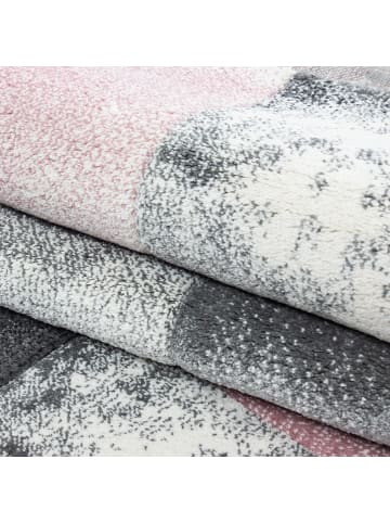 KADIMA DESIGN Teppich Kurzflor Waschbar Karo LATEMAR Strapazierfähig OEKO-TEX in Pink