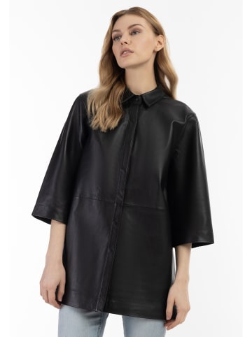 DreiMaster Damen Lederhemd in Schwarz