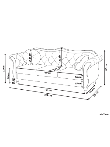Beliani 3-tlg 3-Sitzer Sofa SKIEN in Blau/Schwarz