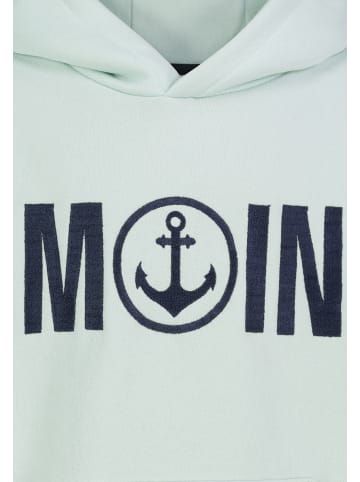 Sublevel Hoodie Kapuze Frontprint Kängurutasche Look in Grün-2