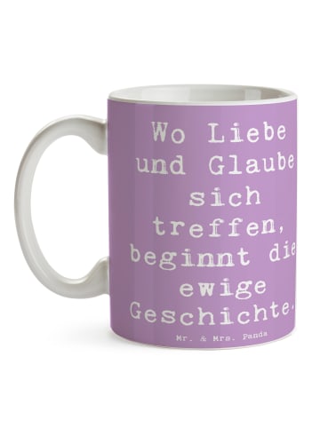 Mr. & Mrs. Panda Tasse Kirchliche Trauung Liebe Glaube mit Spruch in Lavendeltraum