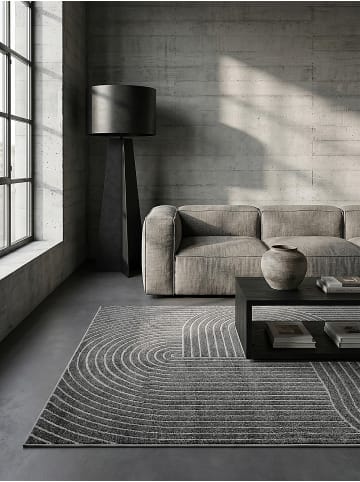 KADIMA DESIGN Outdoor-Teppich Geometrisch pflegeleicht Balkon Terrasse Outdoor in Anthrazit
