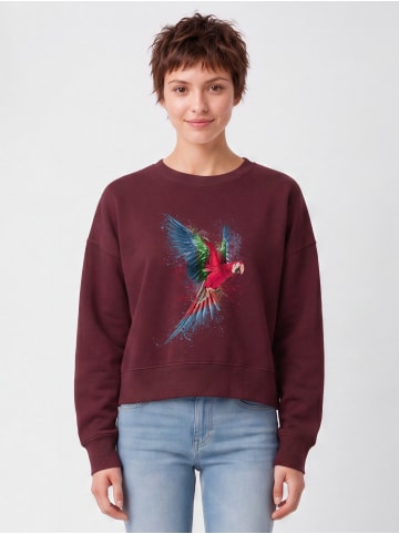 wat? Apparel Sweatshirt Papagei in Weinrot