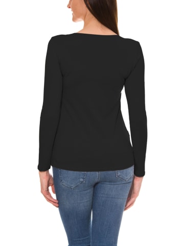 Alkato Alkato Damen Langarm Shirt mit O-Ausschnitt in schwarz