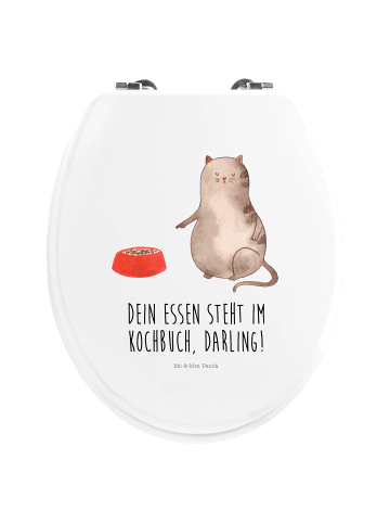 Mr. & Mrs. Panda Motiv WC Sitz Katze Fressen mit Spruch in Weiß