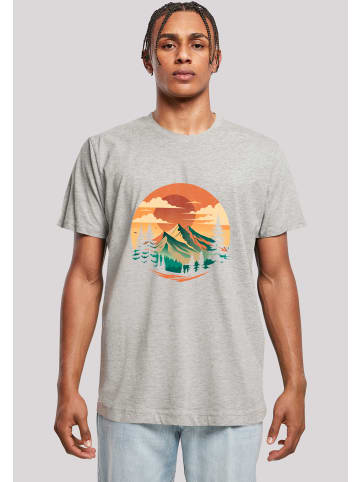 F4NT4STIC T-Shirt Sonnenuntergang Berglandschaft in grau meliert