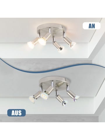 ZMH Deckenleuchte in Nickel 4-flammige GU10 Rund Metall Deckenspots