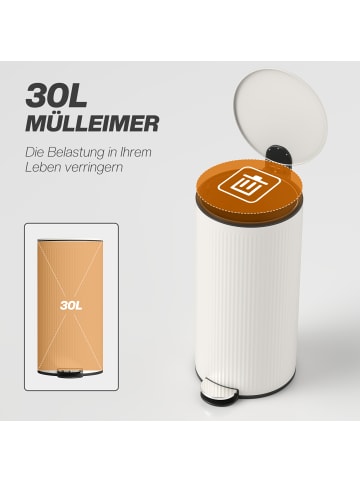 HOMCOM Mülleimer in Cremeweiß 36L x 30B x 60,5H cm