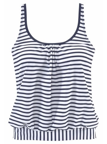 Venice Beach Oversize-Tankini-Top in weiß-marine-gestreift