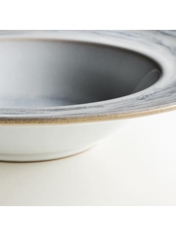 gipfelstück Pastateller-Set, Steinzeug TIEFER SEE in Grau / Weiß