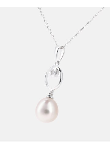 Diamant L'éternel Halskette mit Anhänger aus 375 Weißgold mit 0.03 Karat Diamant mit Perle in S...
