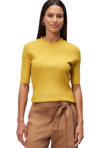 Zero  Feinstrickpullover kurzarm mit Rüschenkante in Oil Yellow