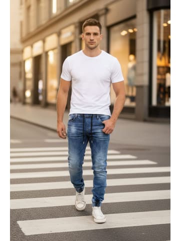 RESLAD Jeans Denim Jogginghose in blau