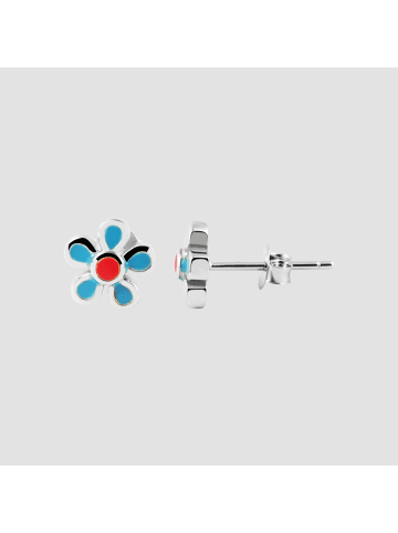 Adeliás Mädchen Ohrringe – Ohrstecker aus 925 Silber mit Emaille in silber