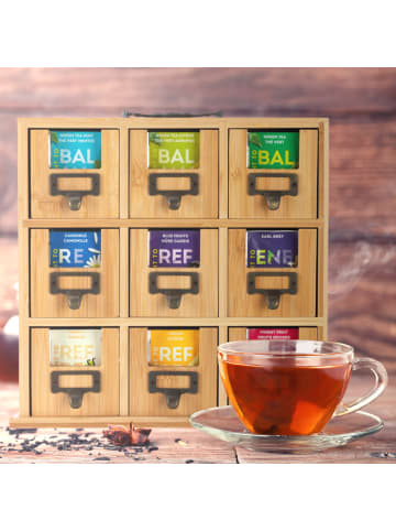 relaxdays Tee Organizer in Natur - (B)30 x (H)29 x (T)11,5 cm