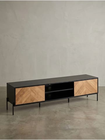 KADIMA DESIGN Lowboard Holz / Eiche-Dekor 163x45x40 cm TV-Kommode mit zwei