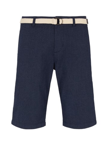 TOM TAILOR Denim Short in blue white dobby