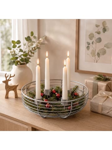 relaxdays Adventskranz in Silber - (H)6 x Ø 20,5 cm