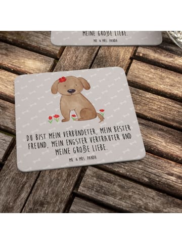 Mr. & Mrs. Panda Untersetzer Hund Dame mit Spruch in Grau Pastell