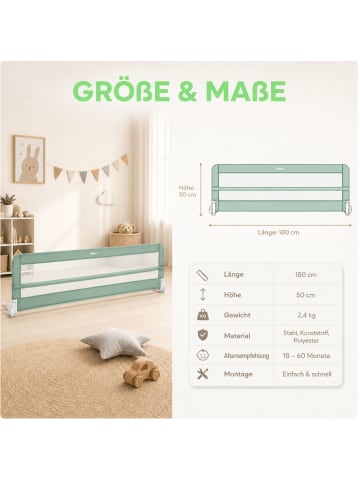 fillikid Bettgitter Lina XL 180 x 50 cm Exklusiv in Mint