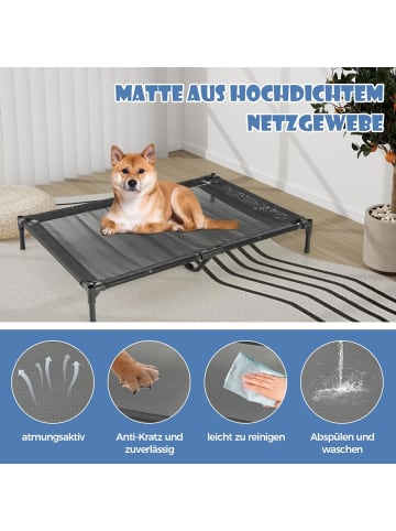 COSTWAY 2 in 1 erhöhtes Hundebett Outdoor 75 x 110 x 106 cm in Grau