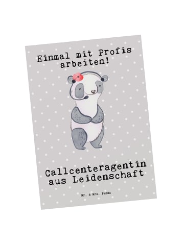 Mr. & Mrs. Panda Postkarte Callcenteragentin Leidenschaft mit Sp... in Grau Pastell