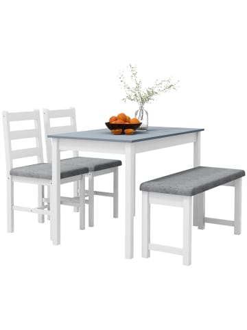 HOMCOM Essgruppe in Grau & Weiß 108L x 65B x 75H cm
