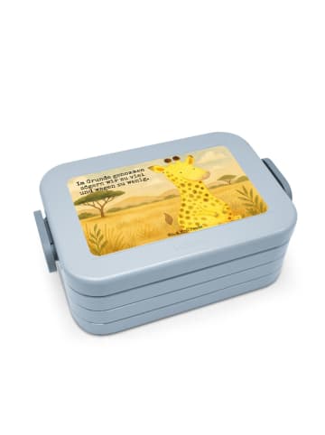 Mr. & Mrs. Panda Brotdose Giraffe Zufrieden Design mit Spruch in Blau Pastell