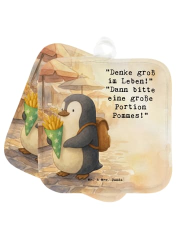 Mr. & Mrs. Panda Topflappen Pinguin Pommestüte Design mit Spruch in Weiß