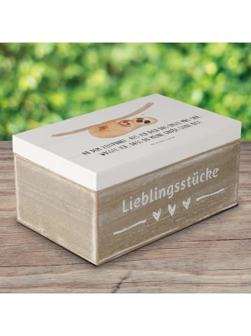 Mr. & Mrs. Panda Holzkiste mit Deckel Faultier Kind mit Spruch in Weiß