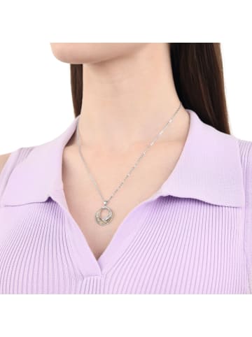 Amor Kette mit Anhänger Silber 925, rhodiniert+vergoldet in Bicolor