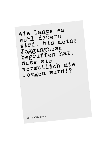 Mr. & Mrs. Panda Postkarte Wie lange es wohl... mit Spruch in Weiß