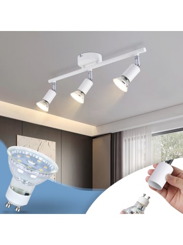 ZMH Deckenleuchte in weiß 3-flammige GU10 Metall schwenkbar L 40cm