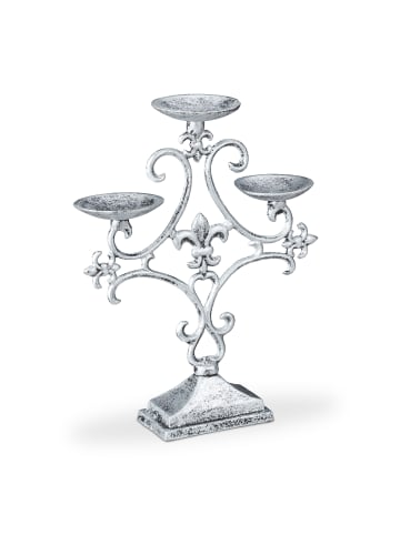 relaxdays 5 x Kerzenständer in Silber - (B)23x (H)28,5 x (T)7,5 cm