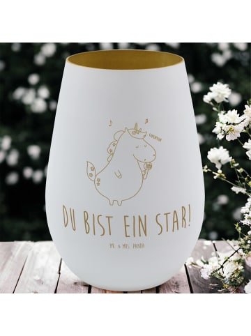 Mr. & Mrs. Panda Windlicht Einhorn Sänger mit Spruch in Weiß