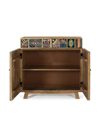 Giner y Colomer Handgefertigtes Sideboard aus Mangoholz 80 cm in Multicolored